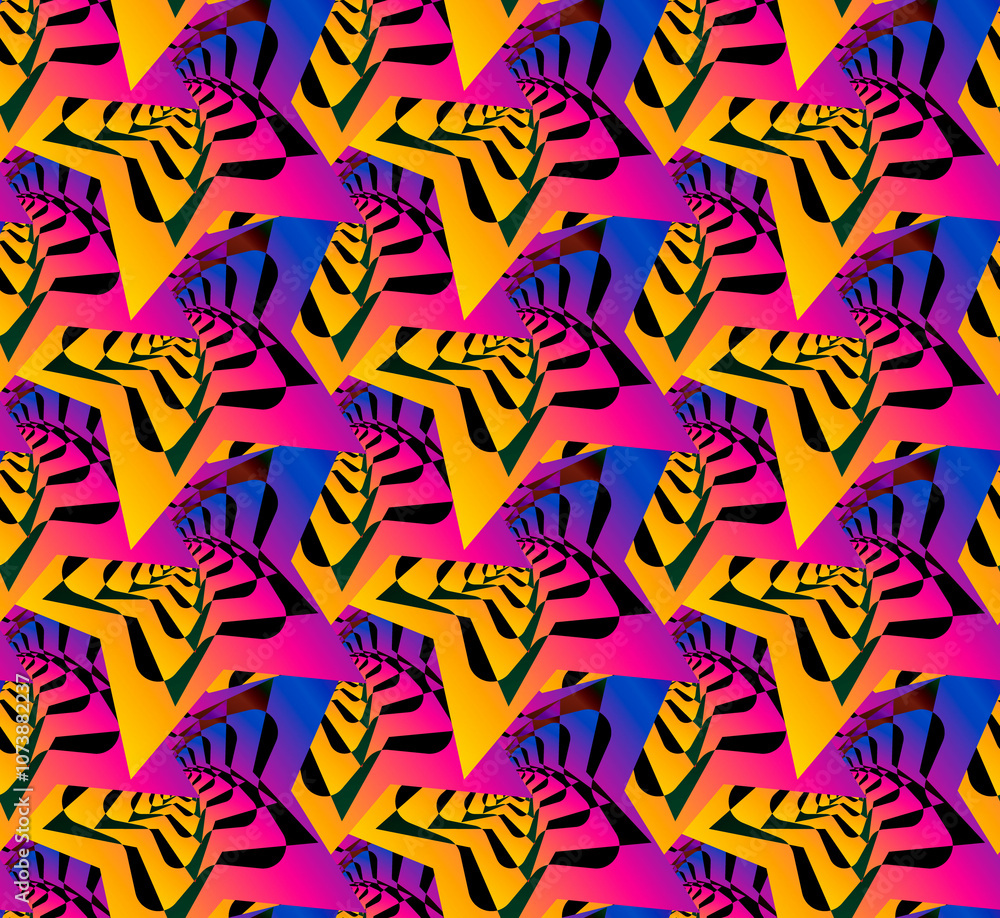Obraz premium Colorful seamless pattern. Fractal curves. Colorful background.
