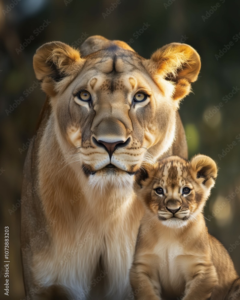 Majestic Lioness and Adorable Lion Cub in the African Wilderness Captured in Stunning Detail Majestic Lioness and Adorable Lion Cub in the African Wilderness Captured in Stunning Detail