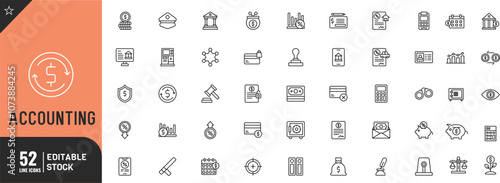 Accounting line editable icon set. money, finance, bangking and more thin modern style vector illustration.