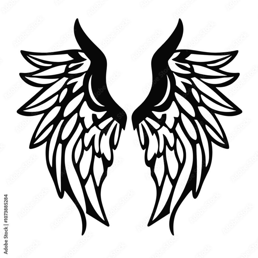 a black and white illustration of a pair of wings a black and white illustration of a pair of wings