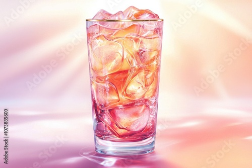 Refreshing tall glass of fruit cocktail with ice and vibrant colors