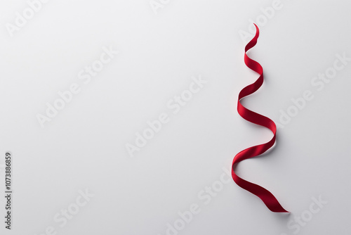 Minimalist Christmas Tree Made of Red Ribbon - Holiday Greeting Card