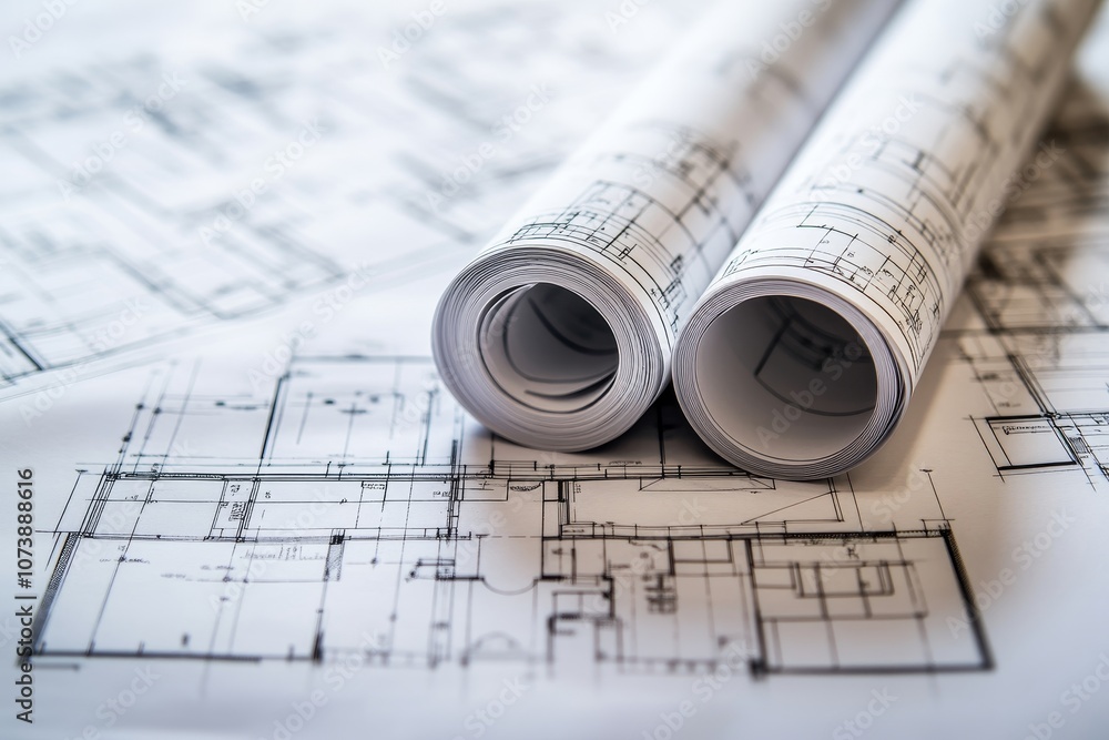 Detailed close up of architectural blueprints highlighting design clarity and technical precision Detailed close up of architectural blueprints highlighting design clarity and technical precision