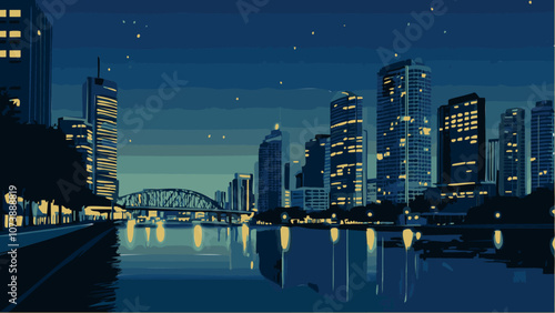 Brisbane Skyline at night.eps