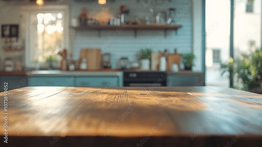 custom made wallpaper toronto digitala wooden table top in a kitchen with a potted plant in the background