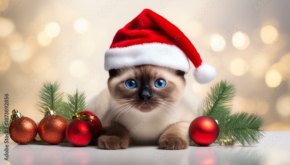 サンタの帽子をかぶったクリスマスのシャムネコ(Christmas Siamese cat wearing Santa's hat.)
サンタの帽子をかぶったクリスマスのシャムネコ(Christmas Siamese cat wearing Santa's hat.)