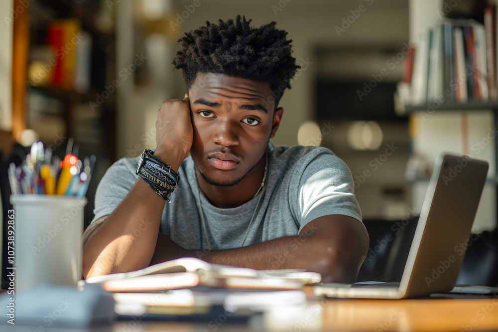 A man sitting at a desk with a laptop computer A man sitting at a desk with a laptop computer