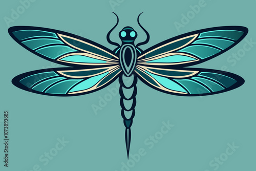 Vector illustration of a dragonfly with dream-inspired elements for a tattoo design.






