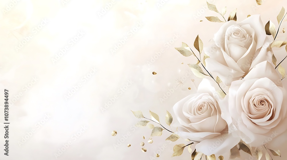 Beautiful Spring Watercolor Illustration Featuring Brown Rose Frame Image Beautiful Spring Watercolor Illustration Featuring Brown Rose Frame Image