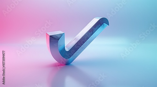 3D Illustration of a Green Check Mark on a Purple Background Symbolizing Success and Validation