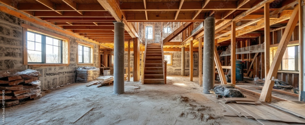Tavern under contruction with stairs and column - Tavern under contruction with stairs and column -