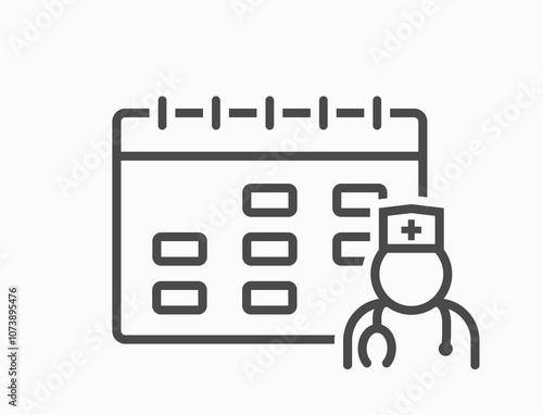 Doctor appointment schedule line icon. Medical exam calendar. Health care isolated vector image in simple style