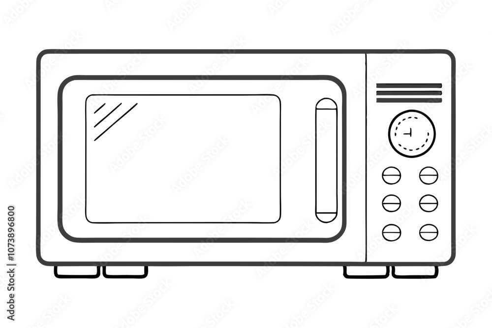 Minimalist Line Drawing of a Microwave Oven Simple and Clean Illustration Minimalist Line Drawing of a Microwave Oven Simple and Clean Illustration