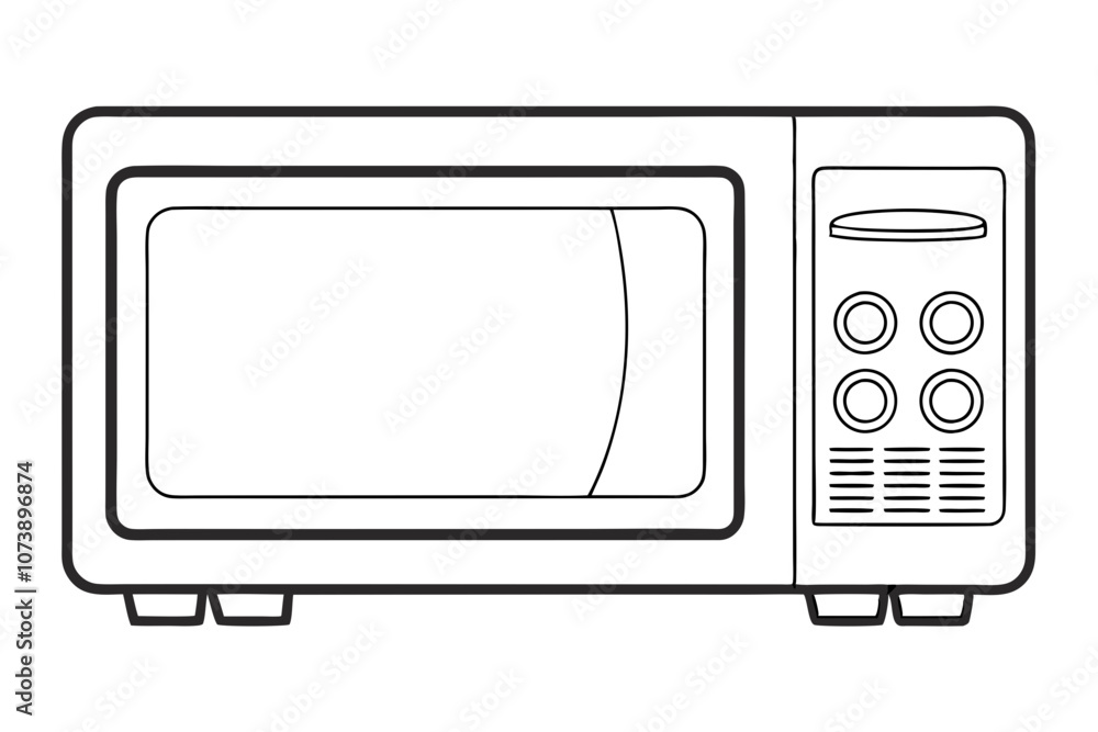 Minimalist Line Drawing of a Microwave Oven Simple and Clean Illustration Minimalist Line Drawing of a Microwave Oven Simple and Clean Illustration