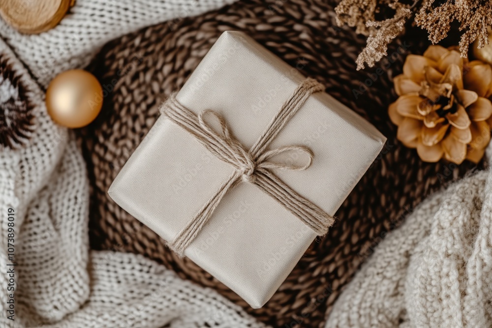 Wrapped Gift with Rustic Decor Wrapped Gift with Rustic Decor