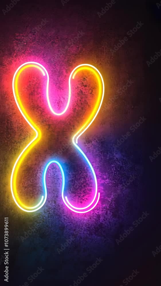 A bright, neon X sign glows against a dark, textured wall A bright, neon X sign glows against a dark, textured wall