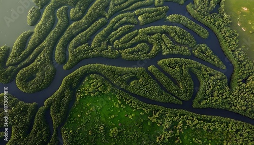Lush Mangrove Swamps along Gabon’s Coastal Estuaries