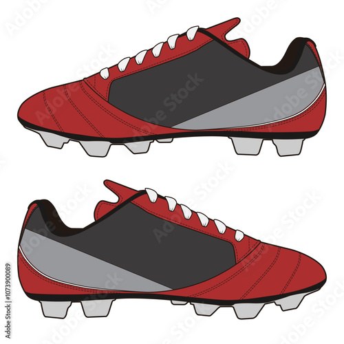 Football Cleats Left and Right Side View Technical Flat Template for Fashion Design

