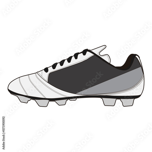 Football Cleats Side View Technical Flat Template for Fashion Design

