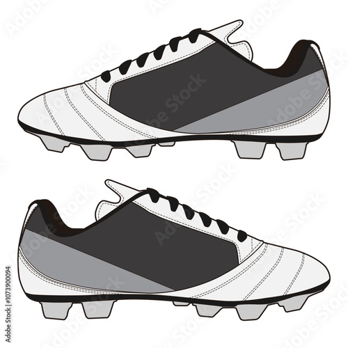 Football Cleats Left and Right Side View Technical Flat Template for Fashion Design

