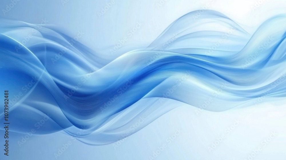 Elegant blue abstract waves flowing across a light background Elegant blue abstract waves flowing across a light background