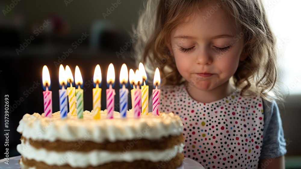 Child with Birthday Cake and Glowing Candles Child with Birthday Cake and Glowing Candles
