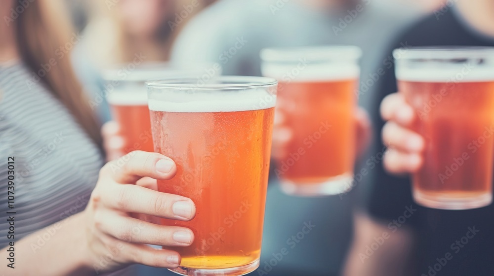 Friends Enjoying Drinks Casually Outdoors Friends Enjoying Drinks Casually Outdoors