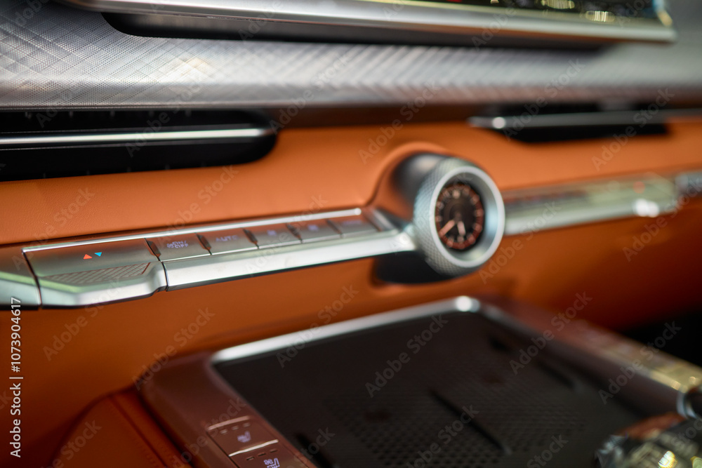 The Modern Car Dashboard Touchscreen Display features a sleek and futuristic interface design The Modern Car Dashboard Touchscreen Display features a sleek and futuristic interface design