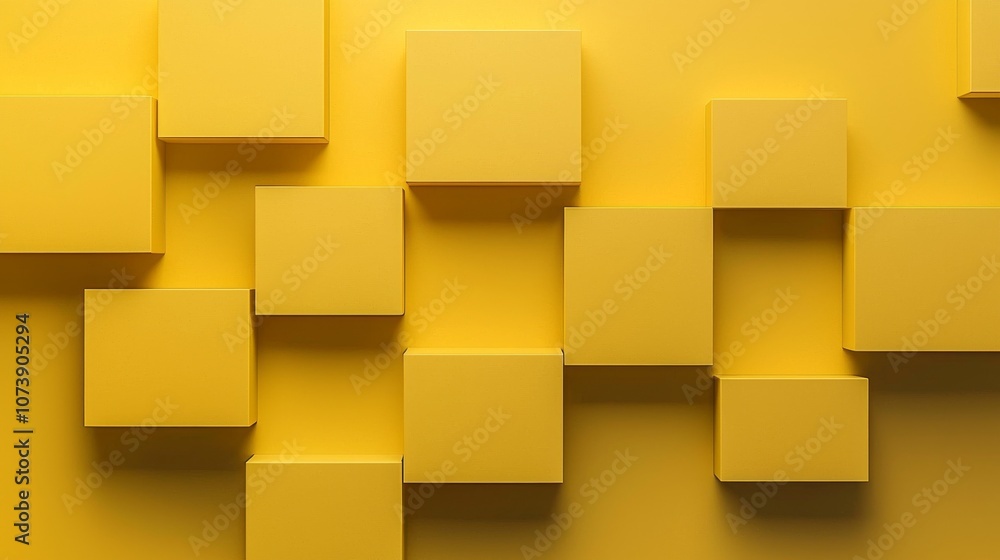 Yellow Abstract 3D Cubes on Minimal Background Yellow Abstract 3D Cubes on Minimal Background