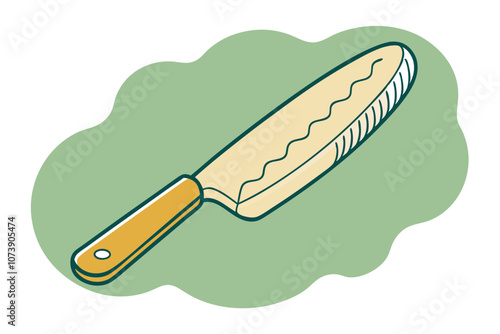 Detailed Line Drawing of Serrated Blades Bread Knife – Vector Illustration