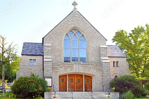 St. Bernard Catholic Church was built of Indiana limestone, of modified Gothic architecture, with roof of Vermont slate of variegated colors. Wabash, Indiana