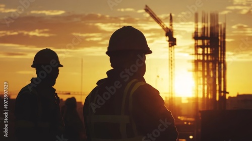 Silhouettes of engineers composition background