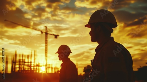 Silhouettes of engineers composition background