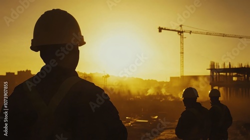 Silhouettes of engineers composition background