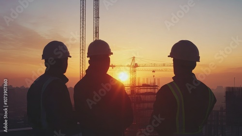 Silhouettes of engineers composition background