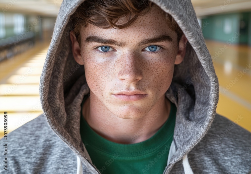 Thoughtful young man with hooded sweatshirt Thoughtful young man with hooded sweatshirt