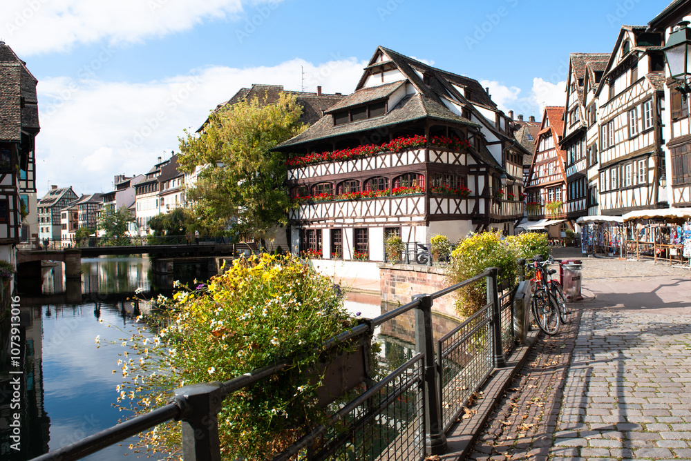 View of the street and canal of Strasbourg View of the street and canal of Strasbourg