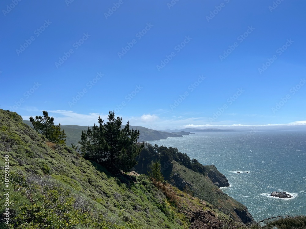 Coastal cliff with greenery Coastal cliff with greenery