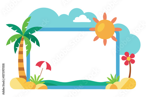 Summer Frame Vector Art Illustration on White Background