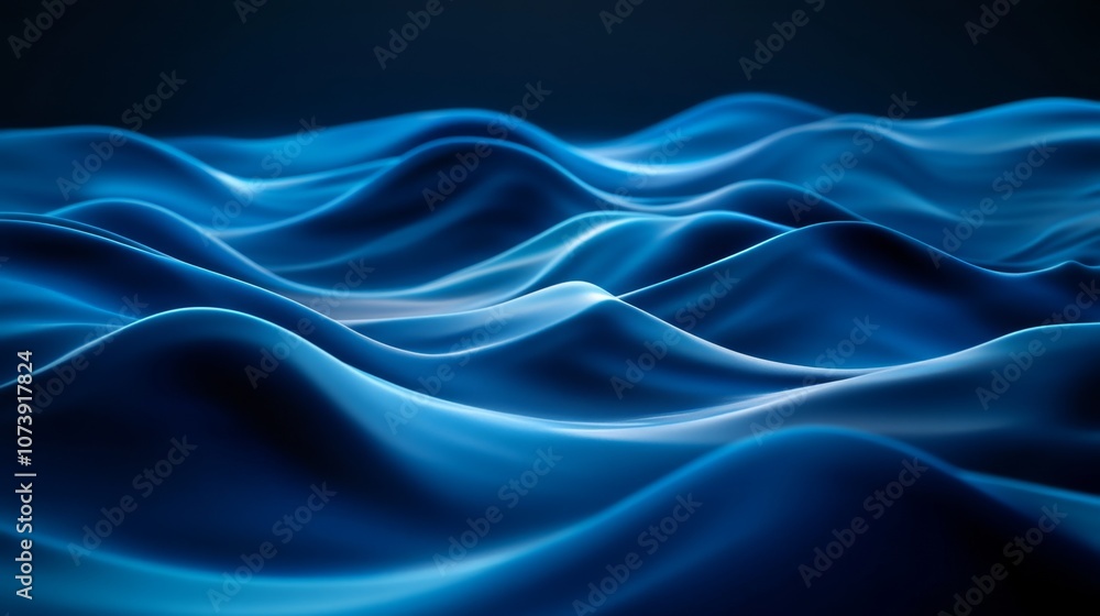 Abstract blue waves on a dark background. Abstract blue waves on a dark background.