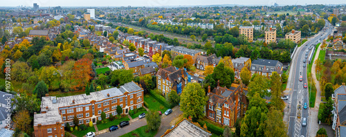 Canvas Print Aerial view of Ealing, a residential area in western part of London