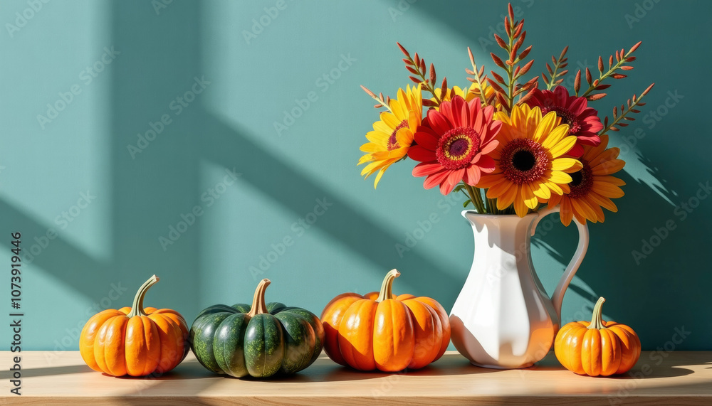 Autumn Floral Arrangement with Pumpkins Autumn Floral Arrangement with Pumpkins