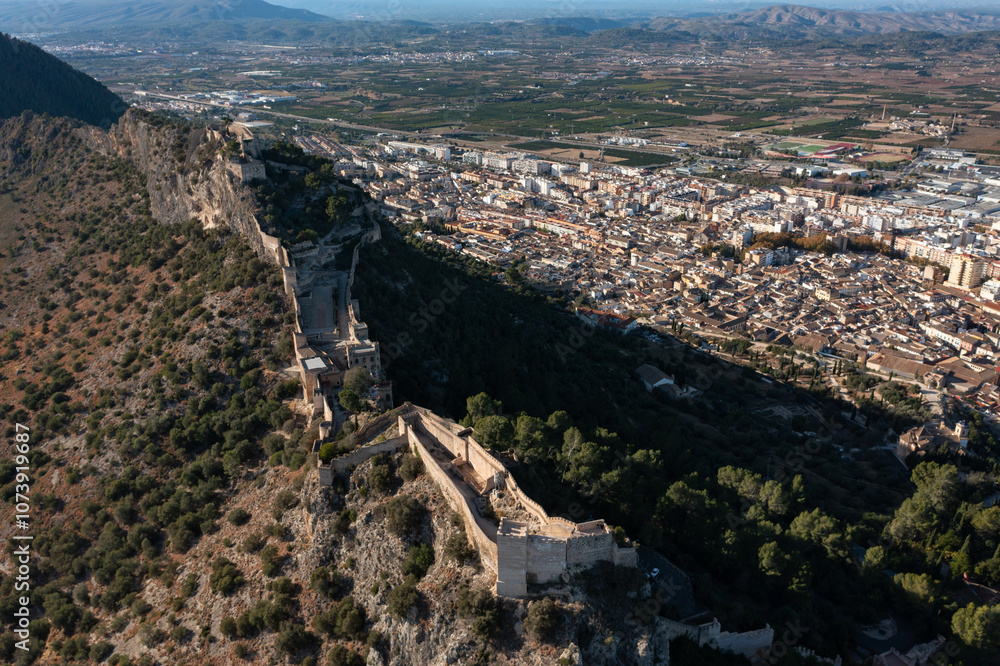 Aerial view of the castle of Xativa