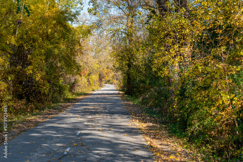 Fox River Trail In Fall Near De Pere, Wisconsin