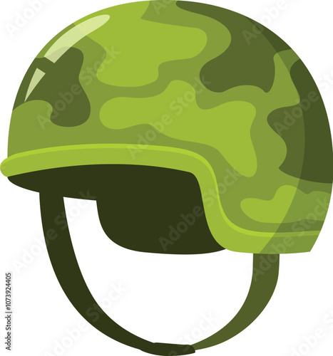Green camouflage combat helmet providing protection for soldiers in war zones