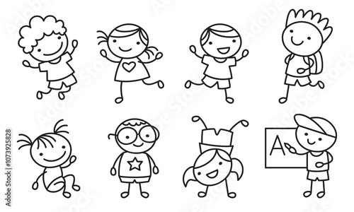 Hand Drawn Line Art Characters