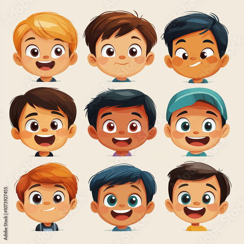 set of faces AI generated