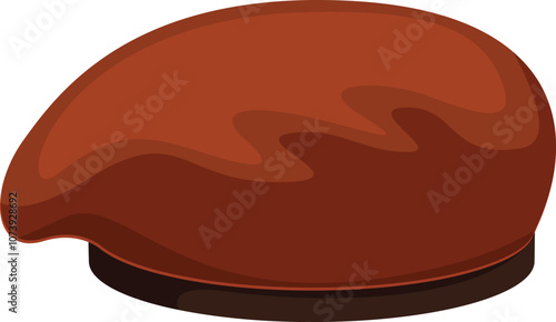 Classic brown beret, evoking military tradition or artistic flair, isolated on white