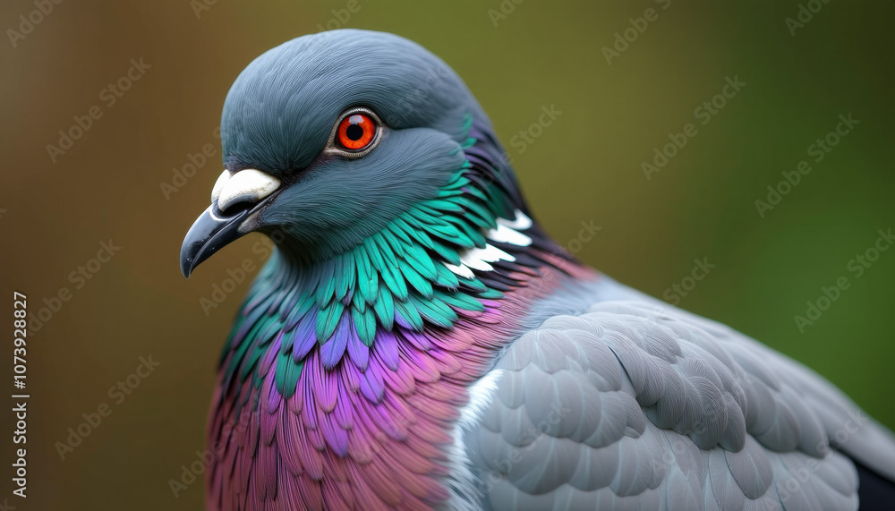 Fototapeta premium Close-up of a Pigeon's Colorful Feathers