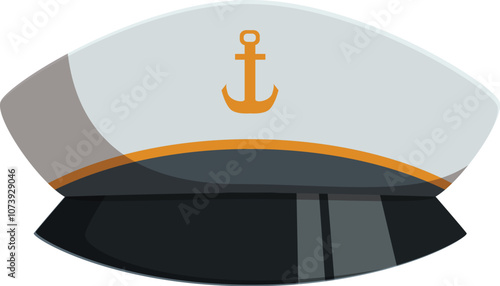 Classic sailor captain hat featuring a golden anchor symbol, representing maritime tradition and authority